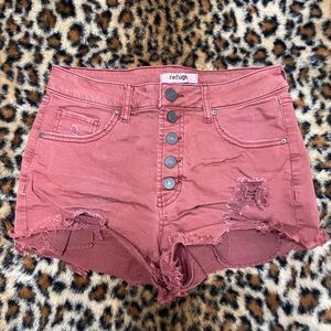Refuge Red Jean Shorts